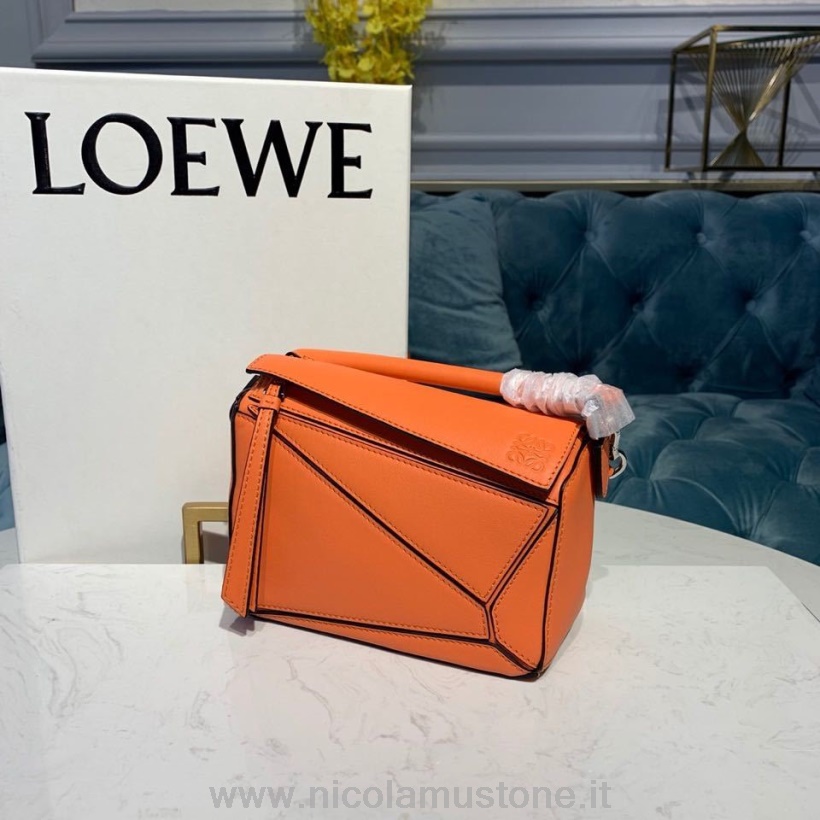 Originální Kvalitní Loewe Mini Puzzle Taška 18cm Telecí Kůže Kolekce Jaro/léto 2020 Oranžová