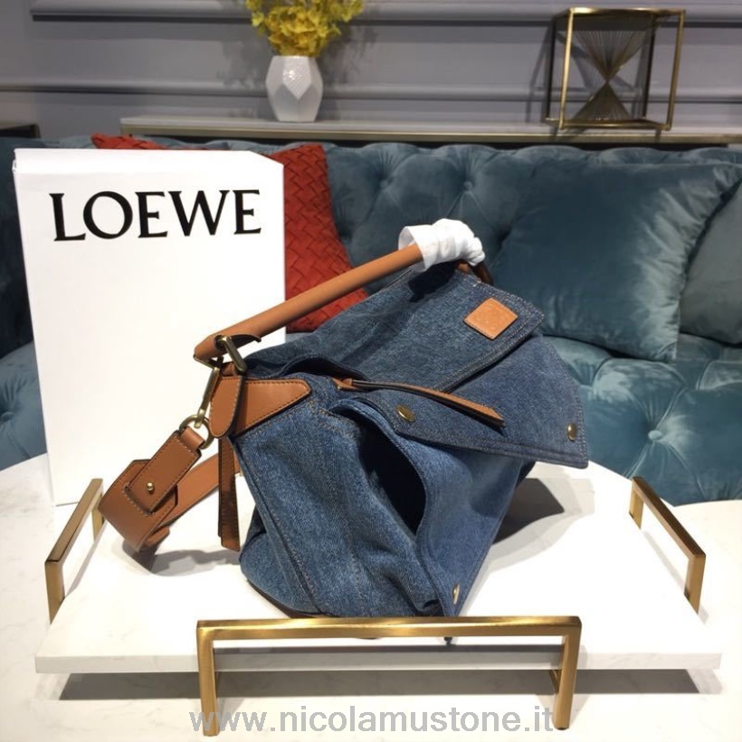 Originální Kvalitní Logická Taška Loewe 30cm Teletina Kůže Kolekce Jaro/léto 2020 Denim Blue