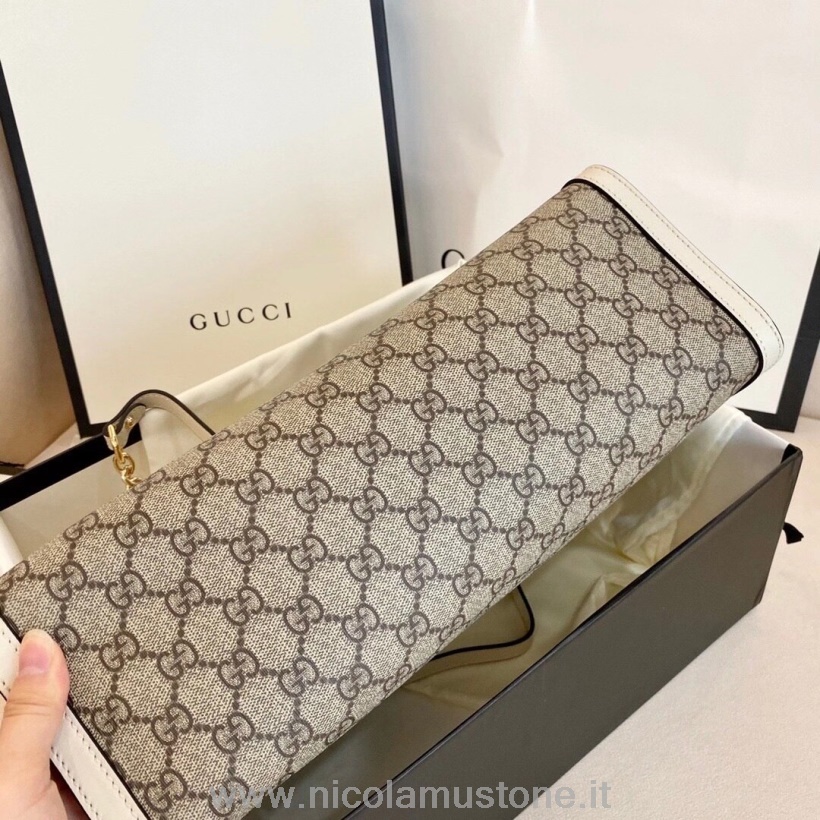 Originální Kvalitní Taška S Visacím Zámkem Gucci Gg 32cm Telecí Kůže Kolekce Podzim/zima 2020 Bílá