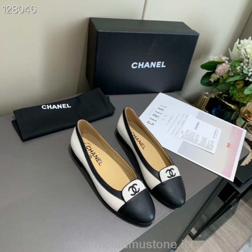 Originál Kvalitní Chanel Cc Flats Teletina Kůže Kolekce Podzim/zima 2020 černá/bílá