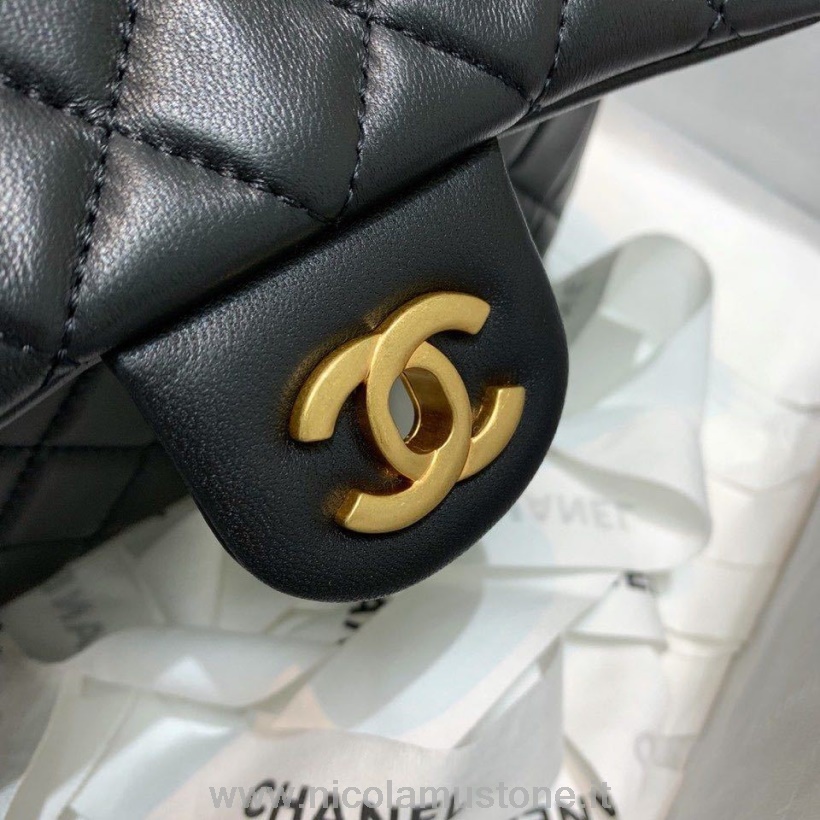 Originální Kvalitní Chanel Klasická Klopa S Přívěskem řetízek S Detaily Cc Na Popruhu Taška 20cm Zlaté Kování Jehněčí Kůže Kolekce Jaro/léto 2020 černá