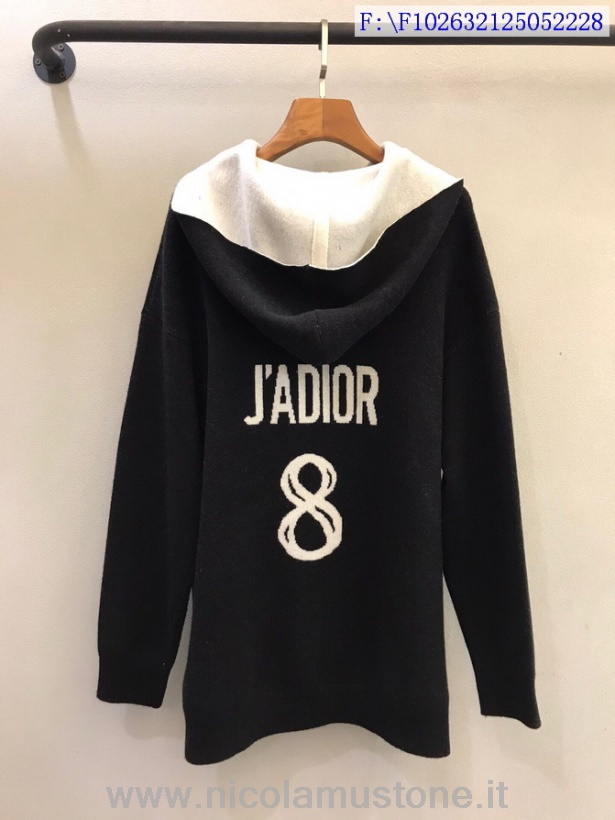 Originální Kvalita Christian Dior Jadior 8 Kašmírový Svetr S Kapucí Pelerína Podzim/zima 2021 Kolekce černá