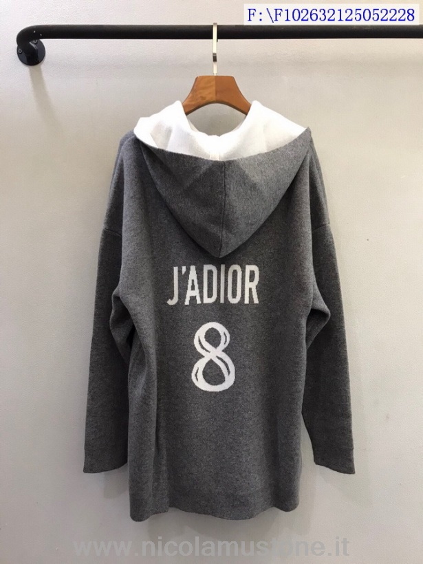 Originální Kvalita Christian Dior Jadior 8 Kašmírový Svetr S Kapucí Pelerína Podzim/zima 2021 Kolekce šedá