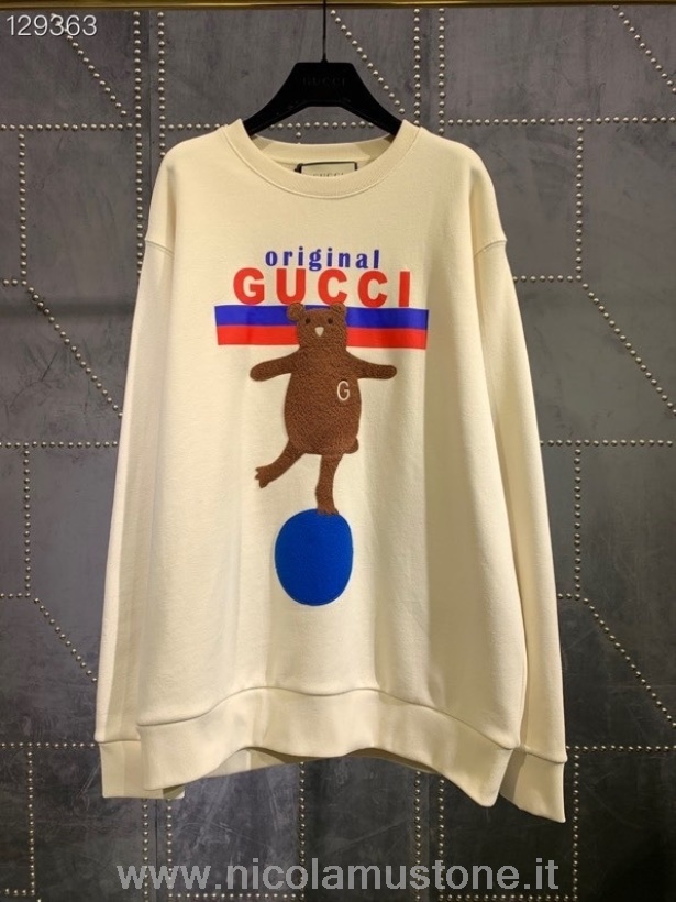 Originální Kvalita Gucci Originální Butikový Motiv Medvěda Unisex Pulovr Kolekce Podzim/zima 2020 Bílá