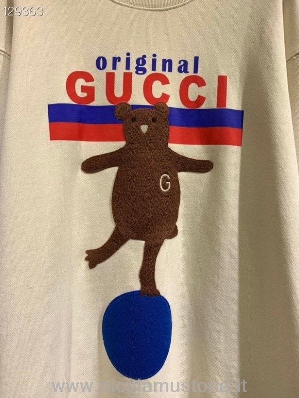 Originální Kvalita Gucci Originální Butikový Motiv Medvěda Unisex Pulovr Kolekce Podzim/zima 2020 Bílá