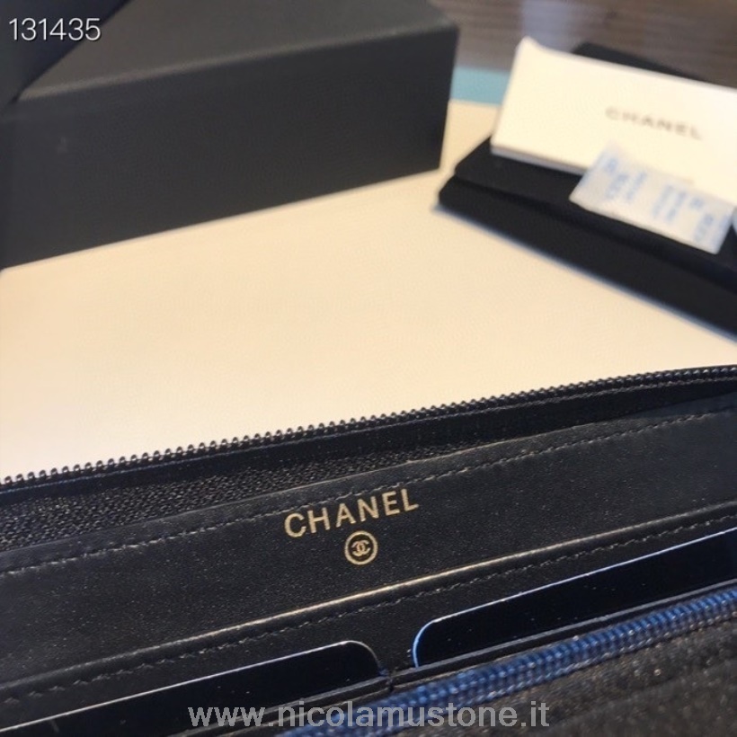 Originální Kvalitní Chanel Leboy Zippy Peněženka Zlatá Hardware Kaviár Kůže Kolekce Podzim/zima 2020 černá