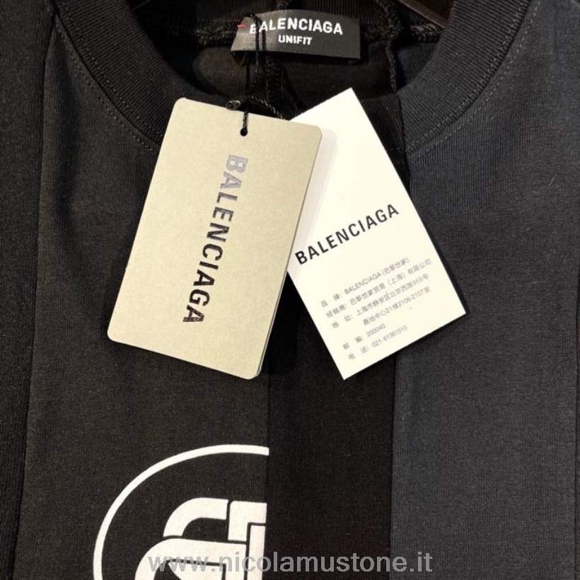 Originální Kvalitní Balenciaga Oversized Pruhované Tričko S Krátkým Rukávem Kolekce Podzim/zima 2021 černá/šedá