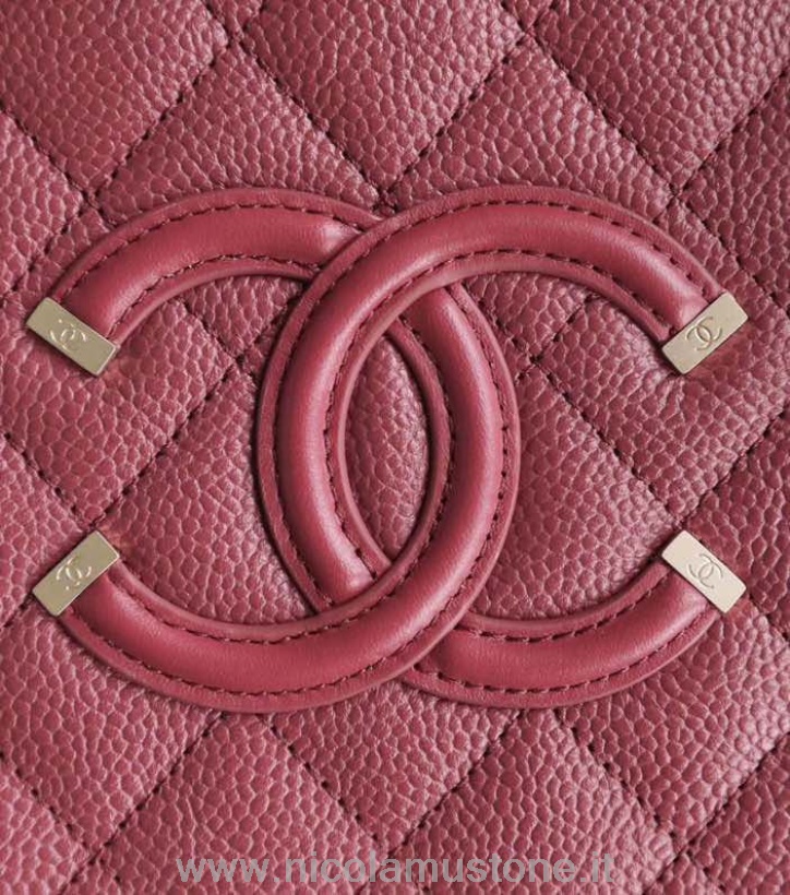 Originální Kvalitní Kabelka Na Toaletní Potřeby Chanel 21cm Kaviárová Kůže Zlatá Kování Kolekce Jaro/léto 2020 Vínová