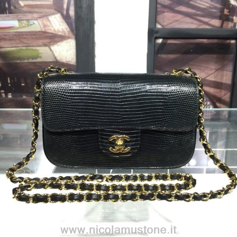Originální Kvalita Chanel Nová Mini Taška S Klopou 20cm Zlatý Hardware Ještěrka Kůže Plavba Kolekce 2019 černá