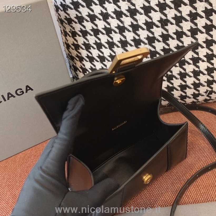 Originální Kvalitní Taška Přesýpacích Hodin Balenciaga 20cm Teletina Kůže Ve Věku Stříbrný Hardware Kolekce Podzim/zima 2020 černá