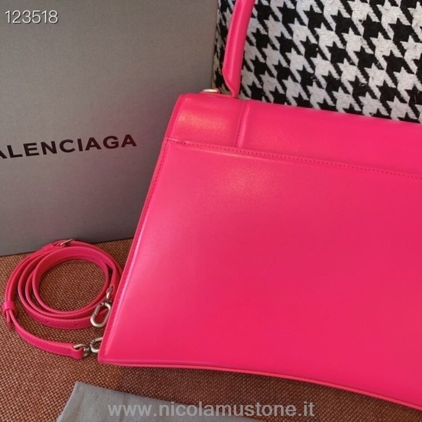 Originální Kvalitní Taška Přesýpacích Hodin Balenciaga 32cm Teletina Kůže Ve Věku Stříbrný Hardware Kolekce Podzim/zima 2020 Růžová