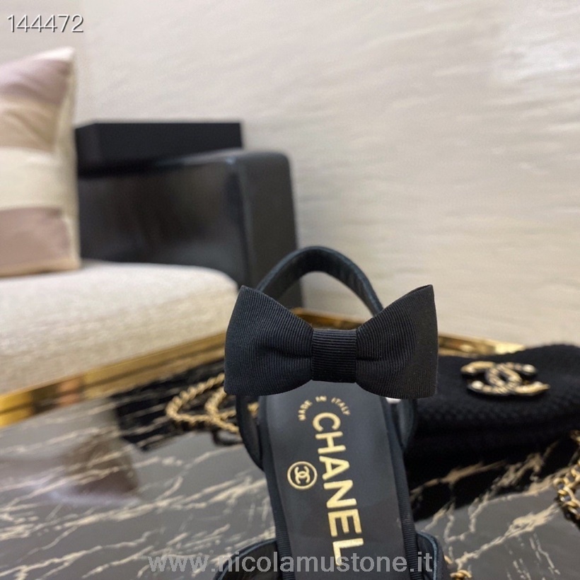 Originál Kvalitní Chanel Bow Mary Jane Lodičky Plátno/beránek Kůže Kolekce Jaro/léto 2021 černá