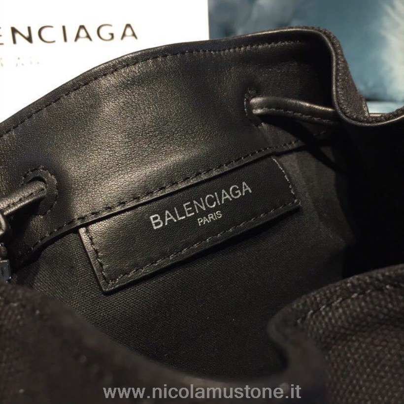 Originální Kvalitní Balenciaga Bucket Bag Kožená Plátěná Taška 25cm Kolekce Jaro/léto 2019 černá