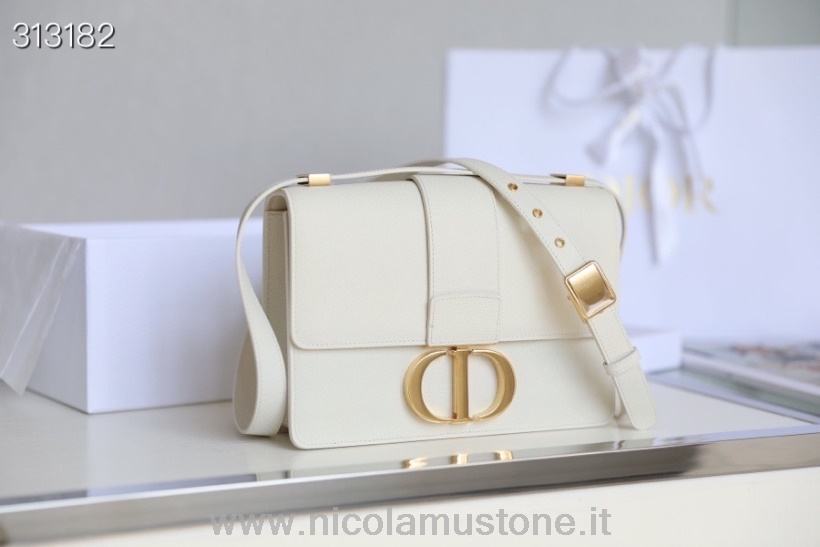 Originální Kvalita Christian Dior 30 Taška Montaigne 24 Cm Zlaté Kování Zrnité Telecí Kůže Kolekce Jaro/léto 2022 Bílá