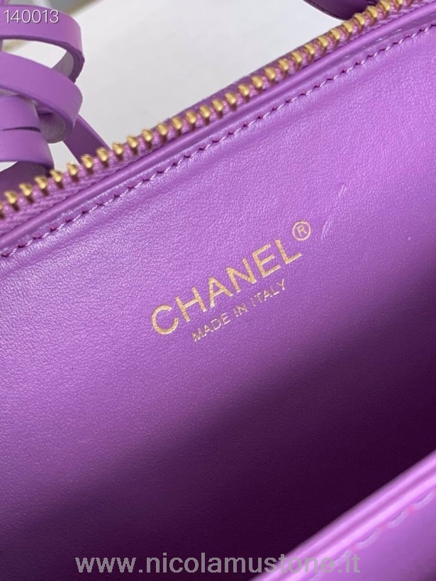 Originální Kvalitní Chanel Cc Filigránová Toaletní Taška 18cm Zlaté Hardware Kaviár Kůže Kolekce Jaro/léto 2020 Fialová