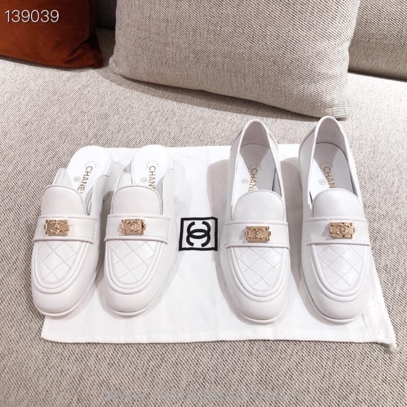 Originální Kvalitní Chanel Leboy Loafers Teletina Kůže Kolekce Podzim/zima 2020 Bílá