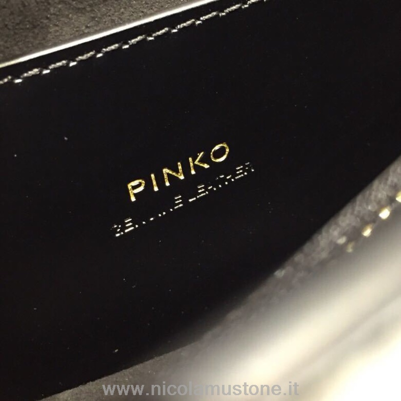 Originální Kvalitní Pinko Love Pins Tracolla Taška 28cm Teletina Kůže Broušené Zlaté Hardware Kolekce Jaro/léto 2019 černá