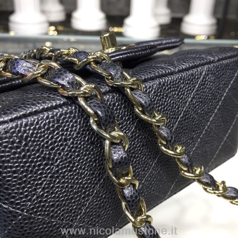 Originální Kvalita Chanel Mini Klapka 18cm Kaviár Kůže Zlaté Hardware Podzim/zima 2019 Akt 1 Kolekce Metalická Půlnoční Modrá