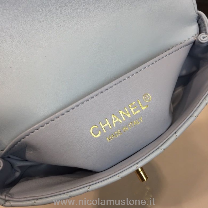Originální Kvalitní Chanel Pas Fanny Kabelka 18cm Jehněčí Kůže Jaro/léto 2019 1 Akt 2019 Kolekce Světle Modrá