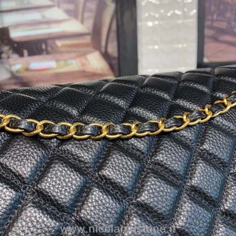 Originální Kvalitní Kabelka Chanel Xxl S Klopou 46cm Kaviárová Kůže Zlatý Hardware Kolekce Jaro/léto 2020 černá