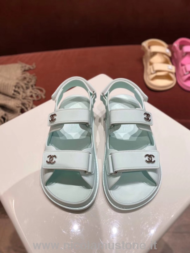 Originální Kvalitní Sandály Chanel Pvc Na Suchý Zip Jaro/léto 2020 Akt 1 Kolekce Světle Modrá