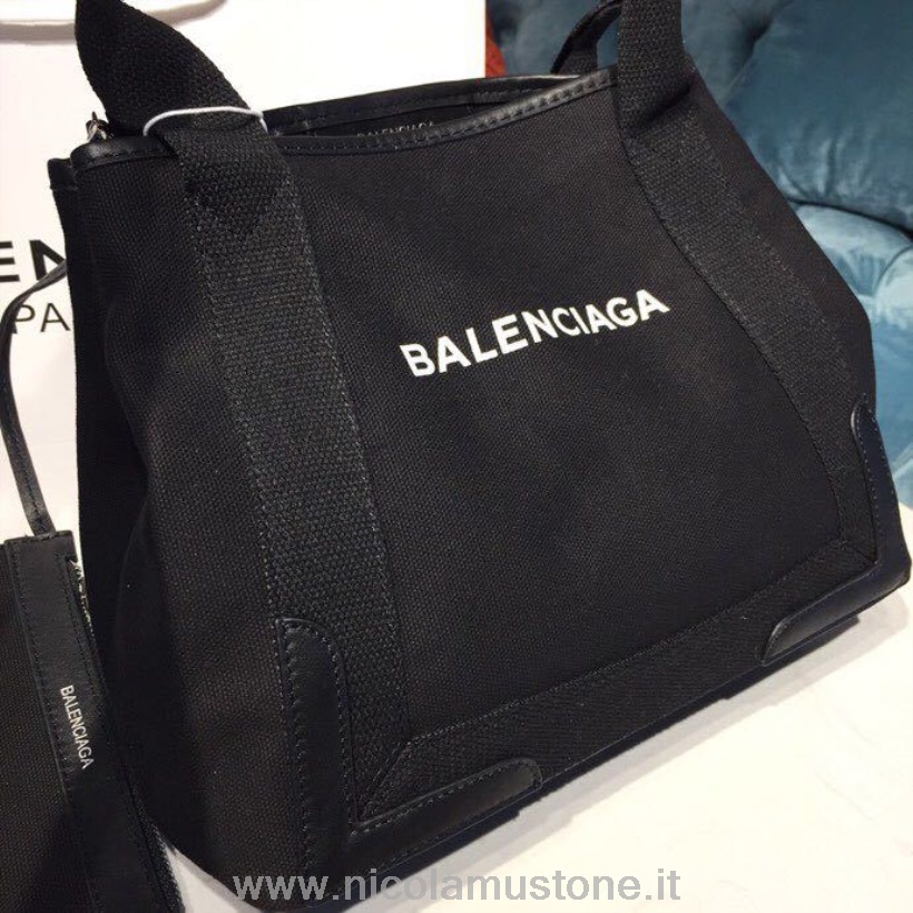 Originální Kvalitní Balenciaga Cabas Plátěná Kožená Taška 30cm Kolekce Jaro/léto 2019 černá