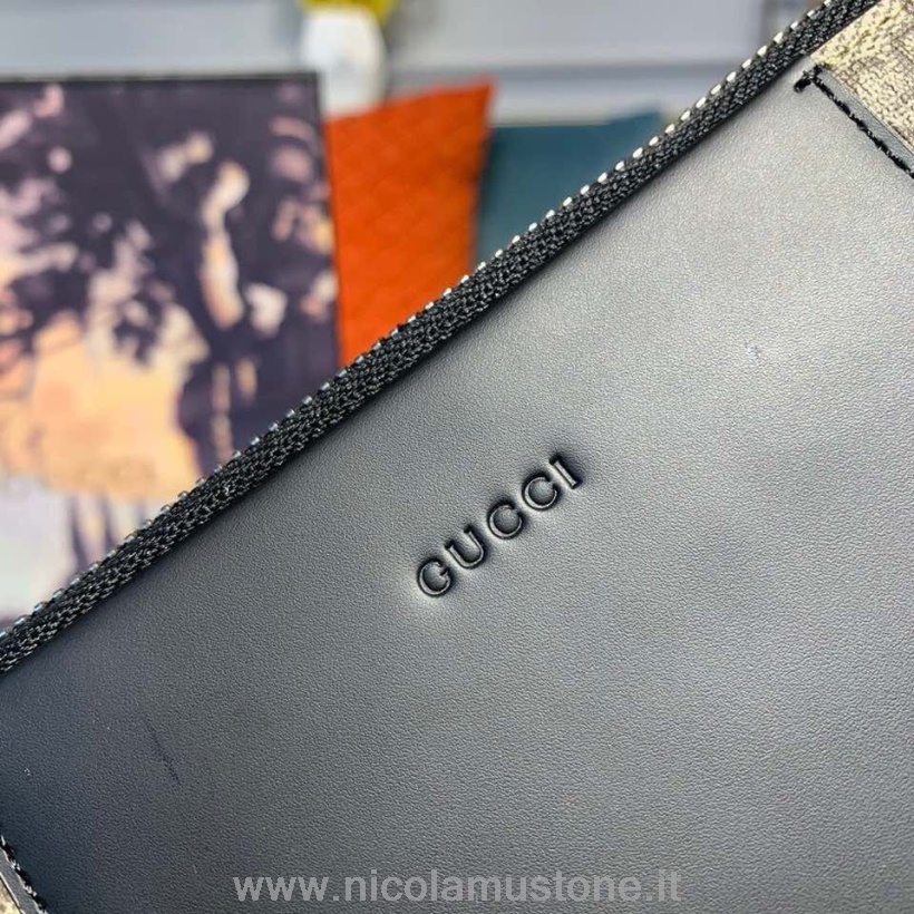 Originální Kvalita Gucci Guccissima Motiv Kapsička Na Zip 30cm Kožený Lem Plátno Kolekce Podzim/zima 2019 Hnědá/černá