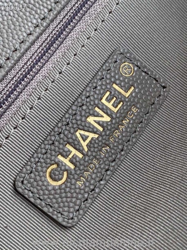 Originální Kvalitní Batoh Chanel Duma 24cm Zlatý Hardware Kaviárová Kůže Kolekce Podzim/zima 2020 šedá