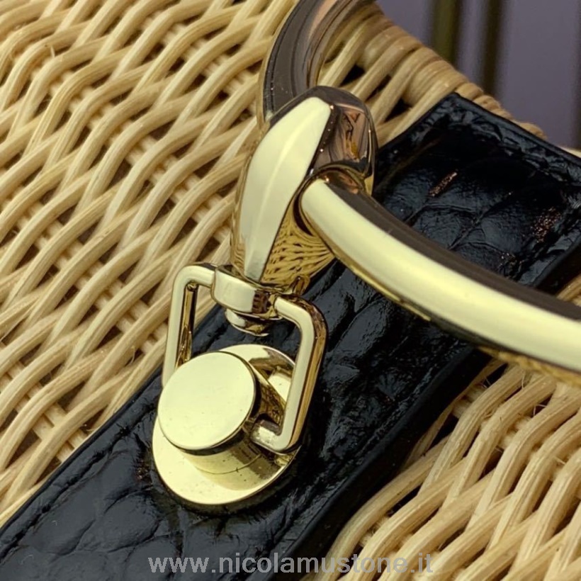 Originální Kvalitní Dolce Gabbana Srdce Ratanová Slaměná Taška 28cm Kolekce Jaro/léto 2020 černá