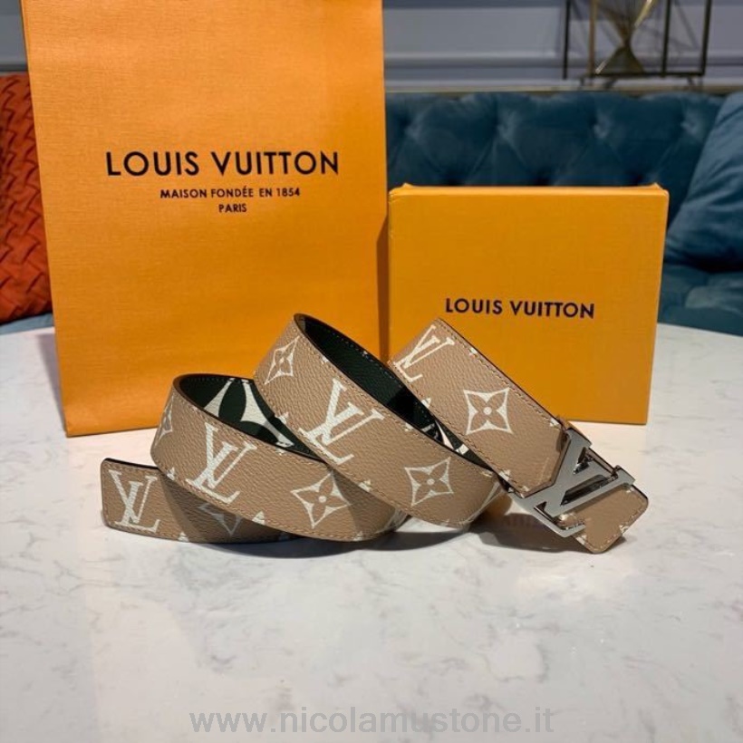 Originální Kvalita Louis Vuitton Ikonický 30 Oboustranný Opasek Monogram Geant Plátno Kolekce Jaro/léto 2020 M0151v Béžová