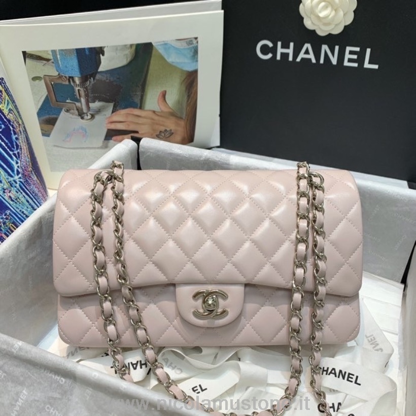 Originální Kvalita Chanel Klasická Taška S Klapkou 25cm A1112 Jehněčí Kůže Stříbrný Hardware Cruise Kolekce Podzim/zima 2021 Světle Růžová