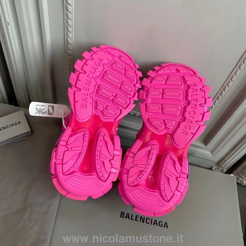 Originál Kvalitní Balenciaga Track 20 Tenisky Z Teletiny Kůže Jaro/léto 2020 Kolekce Fluo Růžové