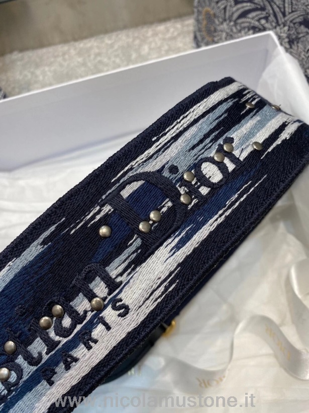Originální Kvalita Christian Dior Kravata Dye Bag Popruh Vyšívané Plátno Kolekce Podzim/zima 2020 Modrá/bílá