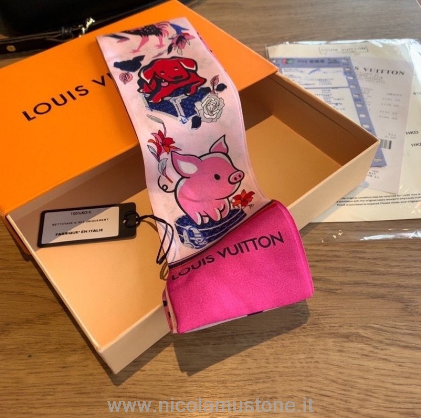 Originální Kvalita Louis Vuitton Twilly šátek Pověra 120cm Kolekce Podzim/zima 2020 Fuchsiová