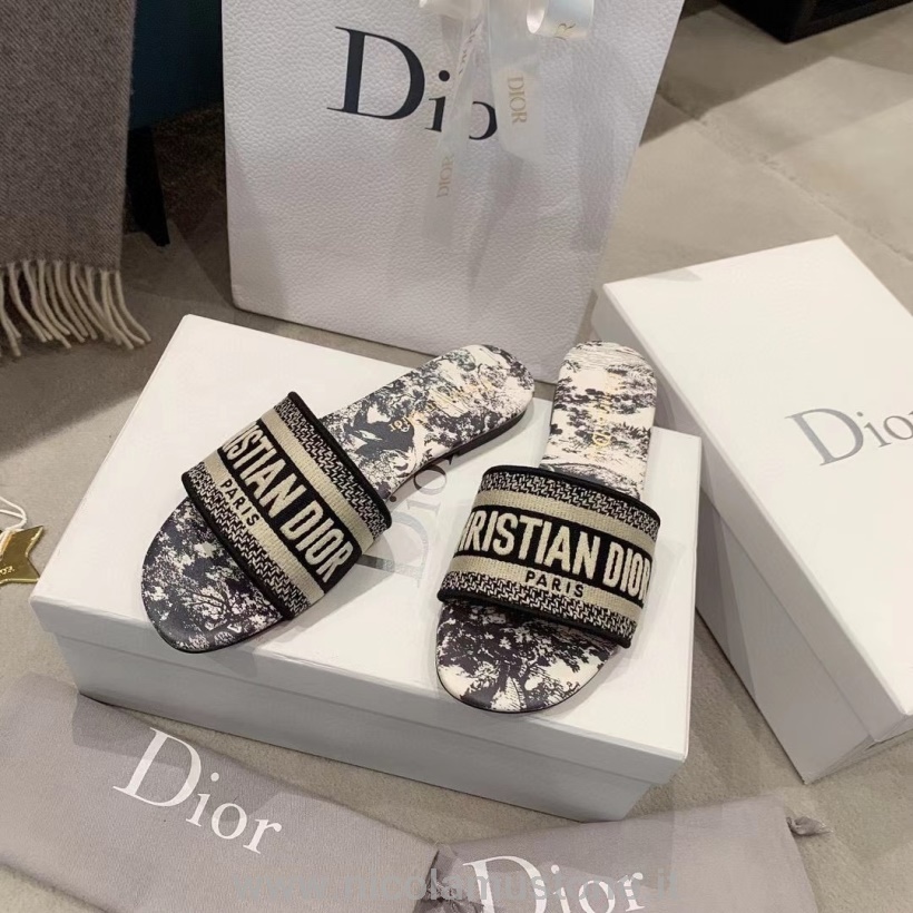Originální Kvalitní Sandály Christian Dior Dway Kolekce Jaro/léto 2021 černá/krémová