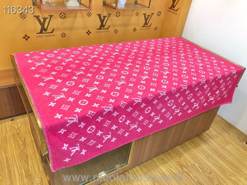 Originální Kvalita Louis Vuitton Neo Monogram Vlněná Deka M70439 Růžová