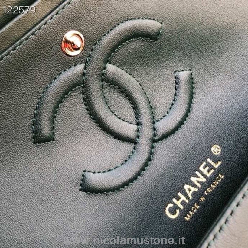 Originální Kvalitní Chanel Klasická Taška S Klopou 25cm Zlatý Hardware Lakovaná Kůže Kolekce Jaro/léto 2020 Tmavě Zelená