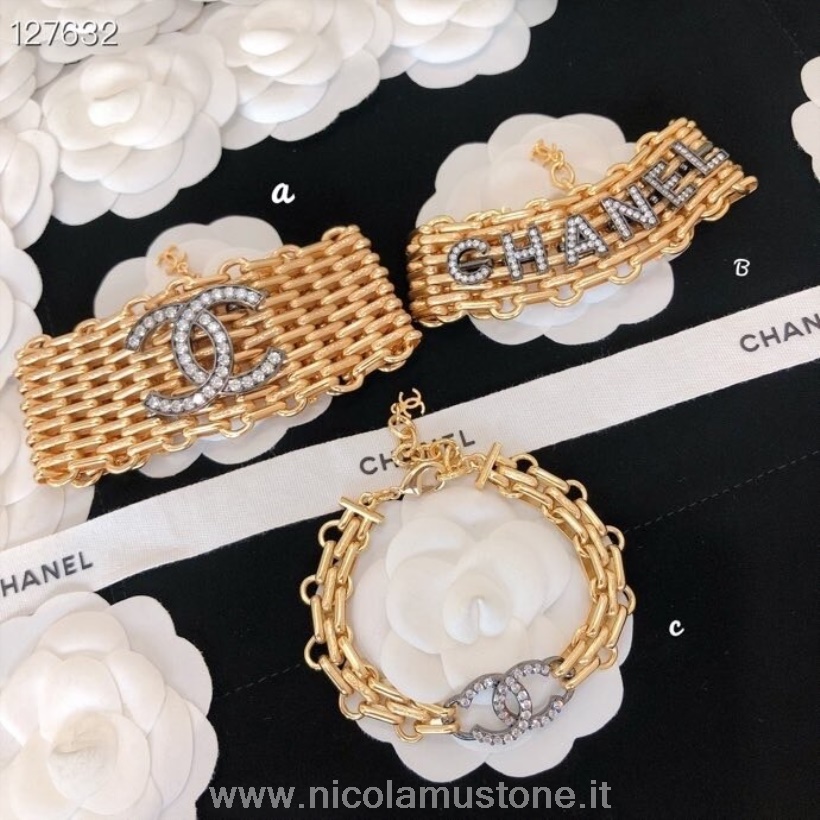 Originální Kvalitní Chanel Crystal Zdobený Náramek Podzim/zima 2020 Kolekce 127632 Zlato