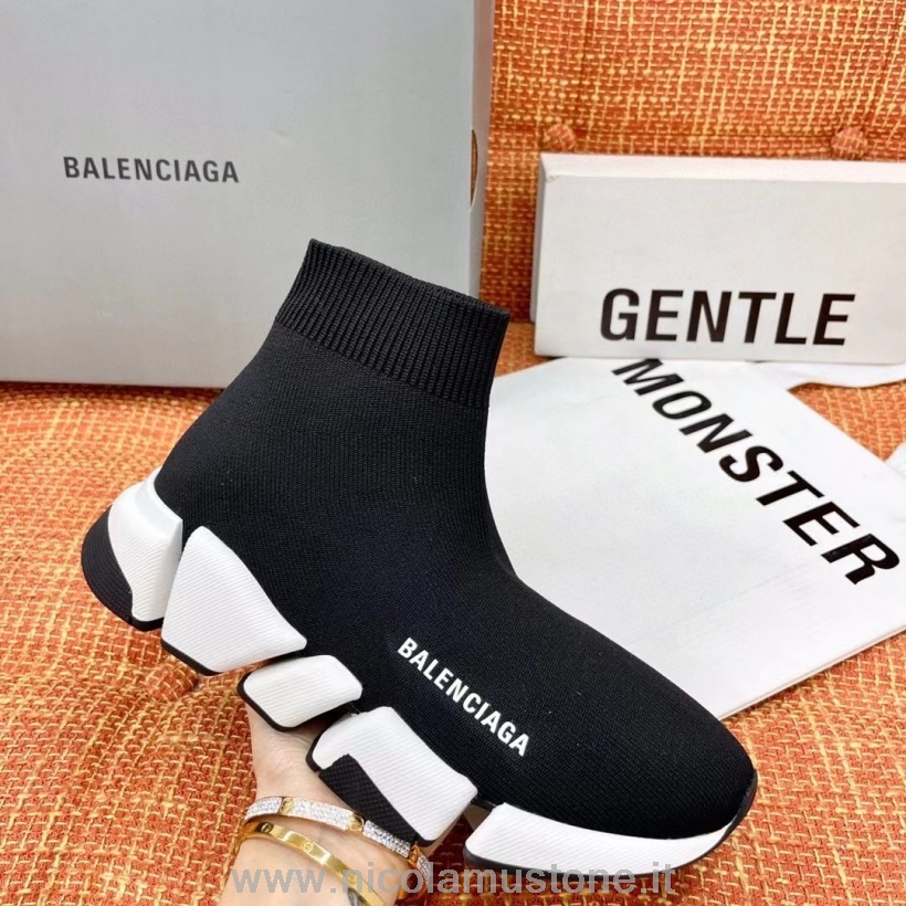 Originální Kvalita Balenciaga Speed 20 Pletená Ponožka Tenisky Kolekce Jaro/léto 2021 černá/bílá