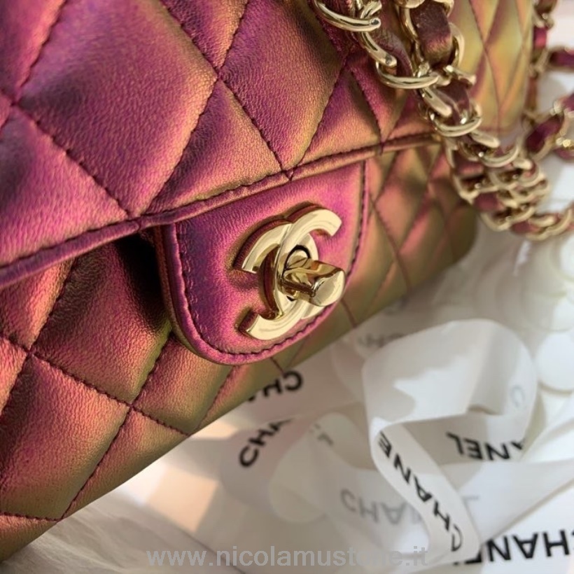 Originální Kvalita Chanel Duhová Klasická Taška S Klopou 25cm Jehněčí Kůže Zlatá Kování Plavba Kolekce Jaro/léto 2022 Vícebarevná Fialová
