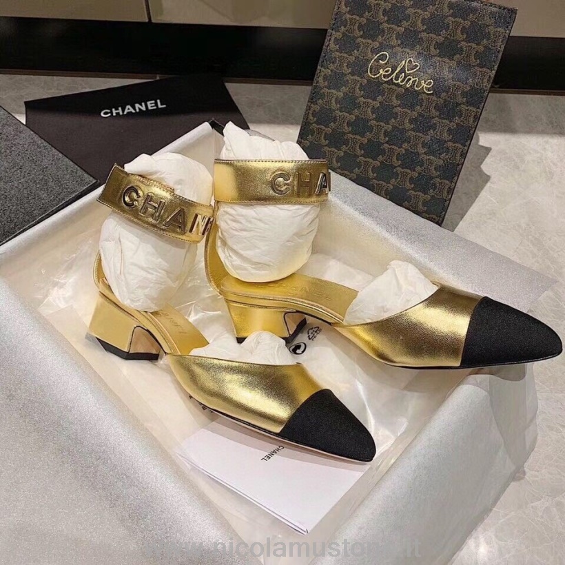 Originální Kvalita Chanel Mary Jane Flats Jehněčí Kůže Kolekce Podzim/zima 2020 Zlatá/černá