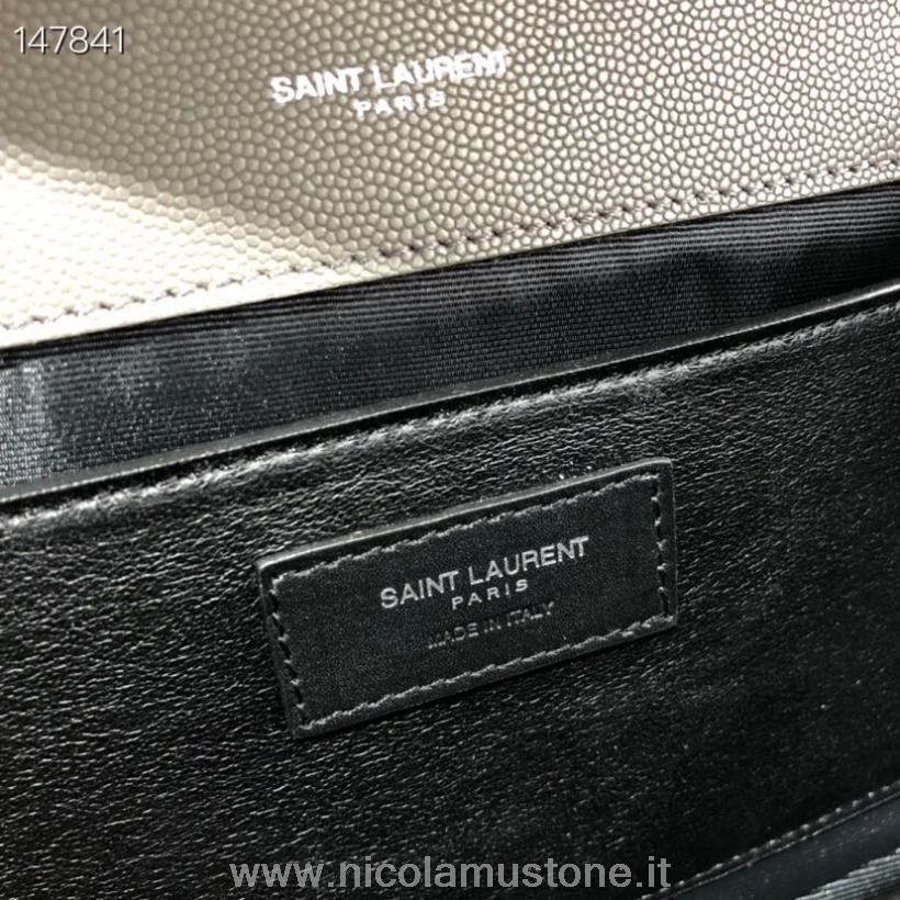 Originální Kvalitní Saint Laurent Ysl Obálka Taška Přes Rameno 24cm Stříbrný Hardware Zrnité Telecí Kůže Kolekce Podzim/zima 2020 šedá