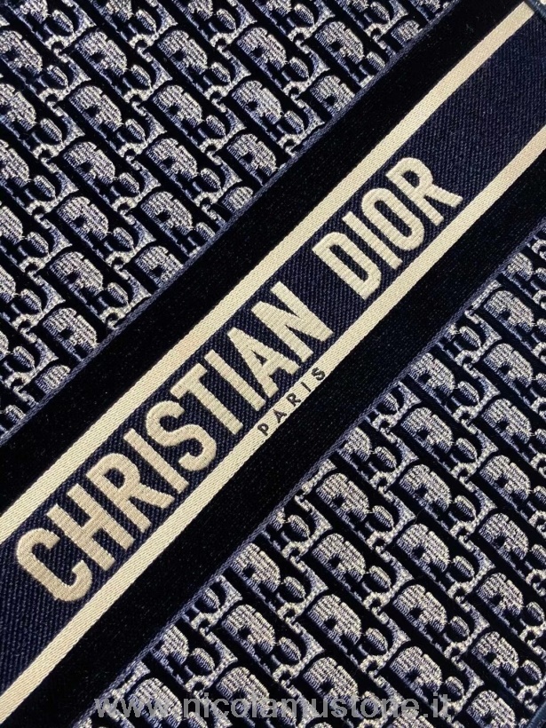 Originální Kvalitní Taška Na Knihy Christian Dior 42cm šikmé Sametové Vyšívané Plátno Kolekce Podzim/zima 2020 Modrá
