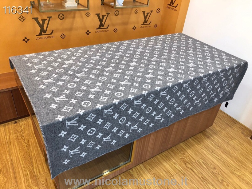 Originální Kvalita Louis Vuitton Neo Monogram Vlněná Deka M70439 šedá