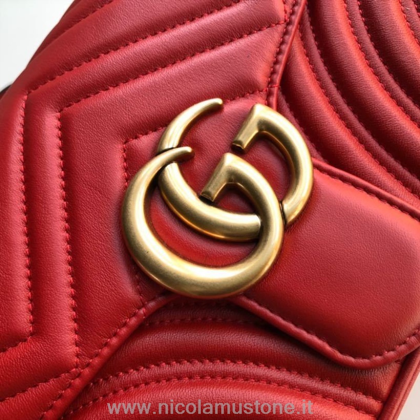 Originální Kvalitní Taška Přes Rameno Gucci Marmont 26cm 443497 Teletina Kůže Kolekce Jaro/léto 2020 červená