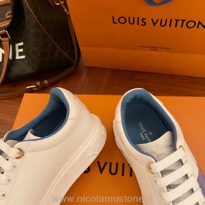 Originální Kvalita Louis Vuitton Time Out Nízké Tenisky Monogram Plátno Teletina Kůže Podzim/zima 2021 Kolekce 1a95bo Modrá