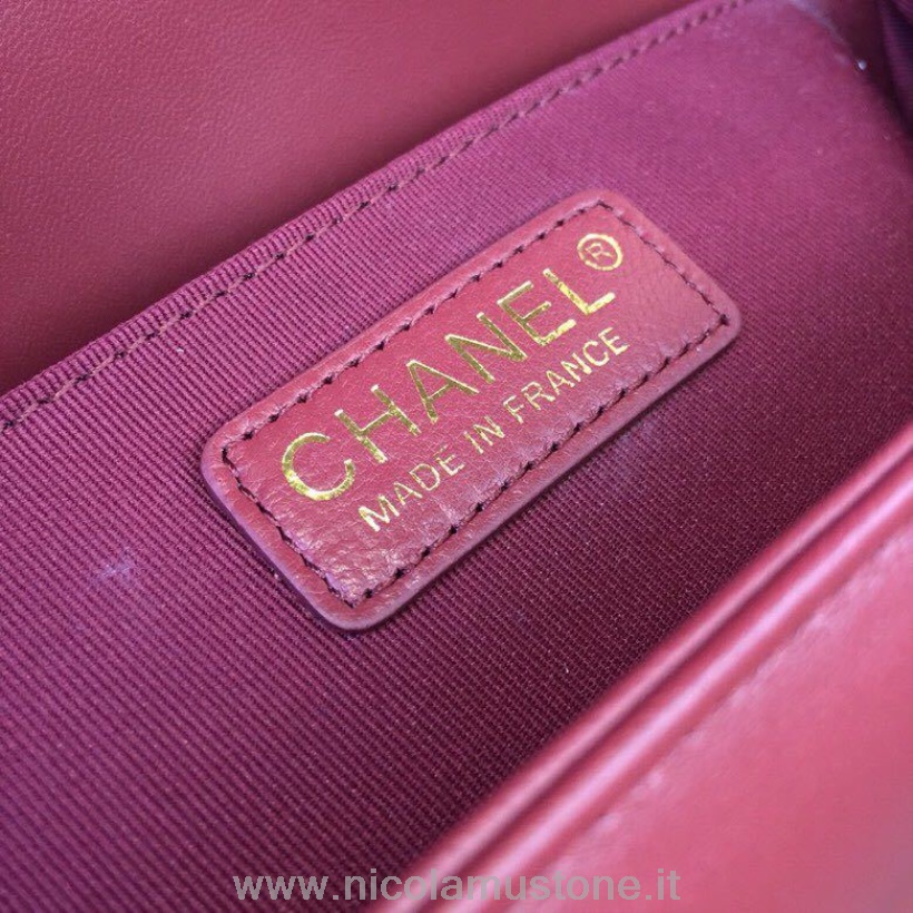 Originální Kvalitní Kabelka Chanel Leboy 25cm Jehněčí Kůže Zlaté Kování Jaro/léto 2018 Akt 1 Kolekce Vínová