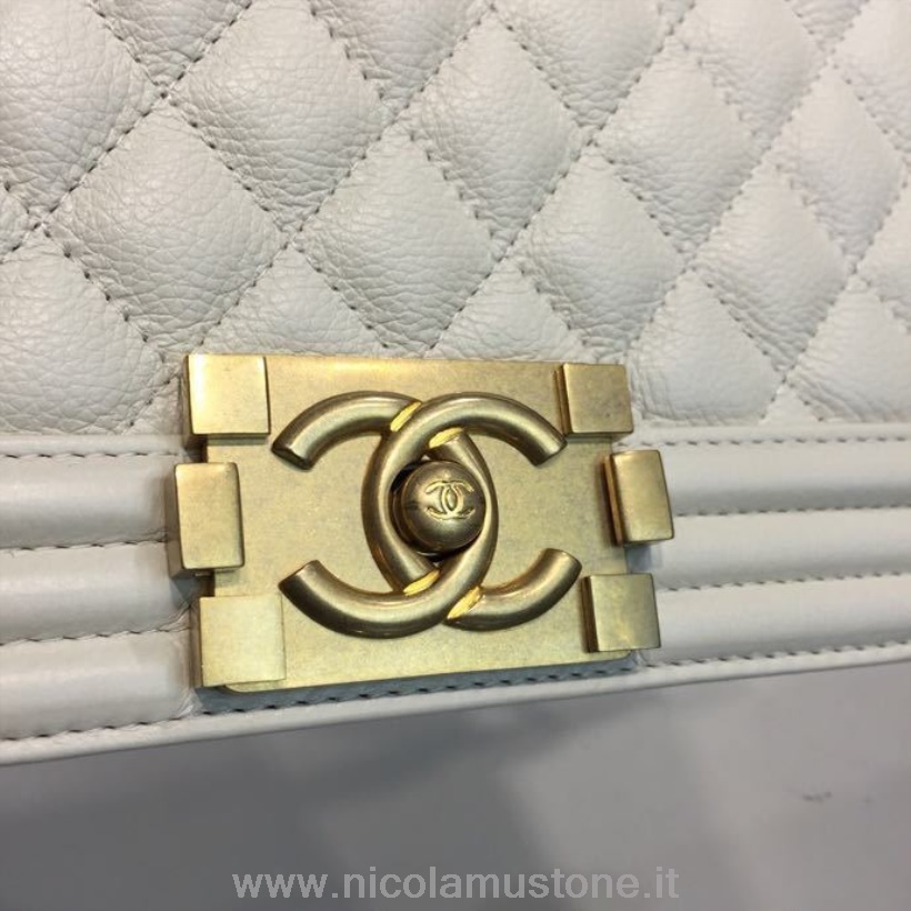 Originální Kvalitní Kabelka Chanel Leboy 25cm Kaviár Kůže Zlaté Kování Jaro/léto 2018 Akt 1 Kolekce Bílá