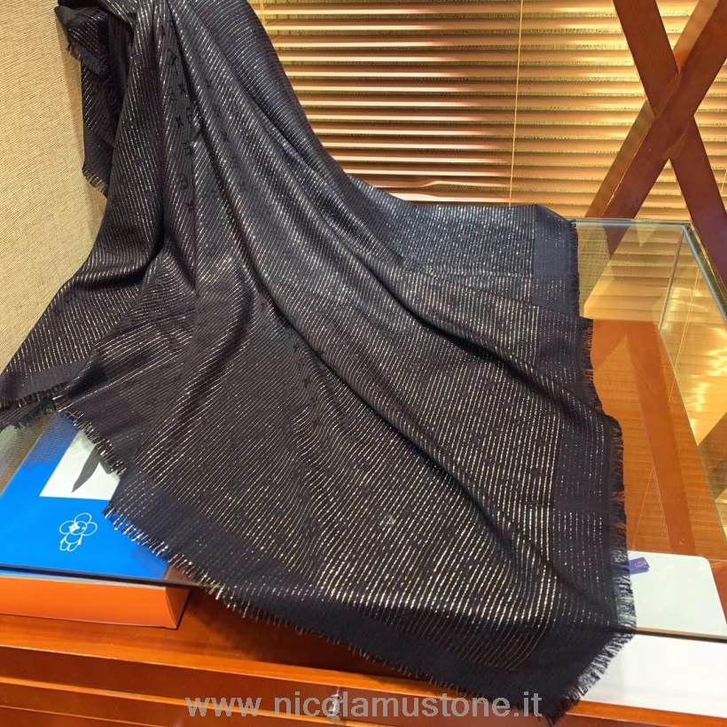 Originální Kvalita Louis Vuitton Glimmer Monogram Vlněný šátek 180cm Kolekce Podzim/zima 2019 M71540 černá