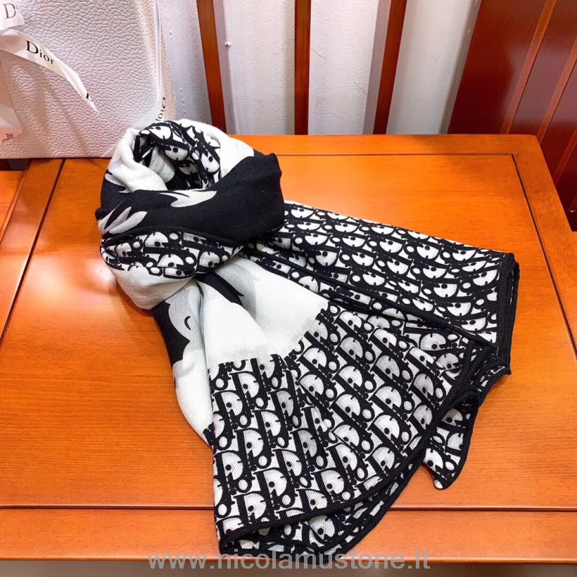 Originální Kvalita Christian Dior Cd šikmý Velký Motiv Kašmírový šátek 140cm Kolekce Podzim/zima 2019 černá